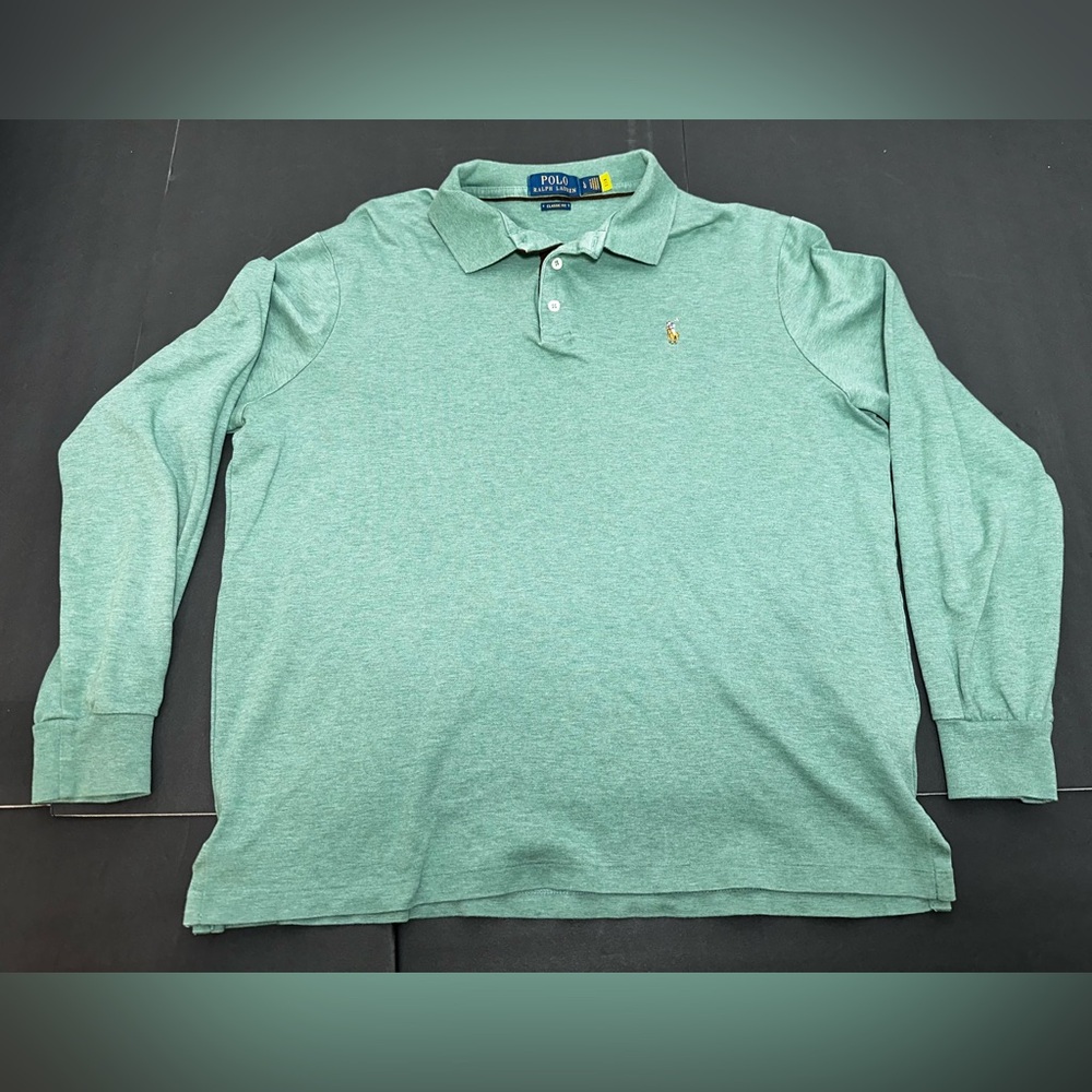 Polo Ralph Lauren Classic Fit Long Sleeve Polo Shirt – Green – Men’s Large